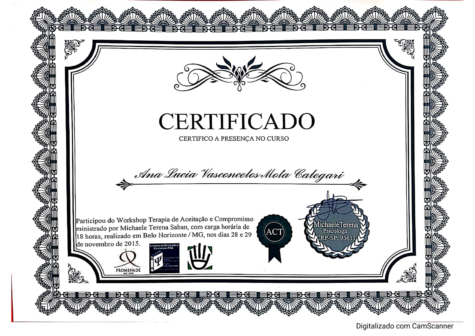 Workshop de Terapia de Aceitação e Compromisso de Ana Vasconcelos