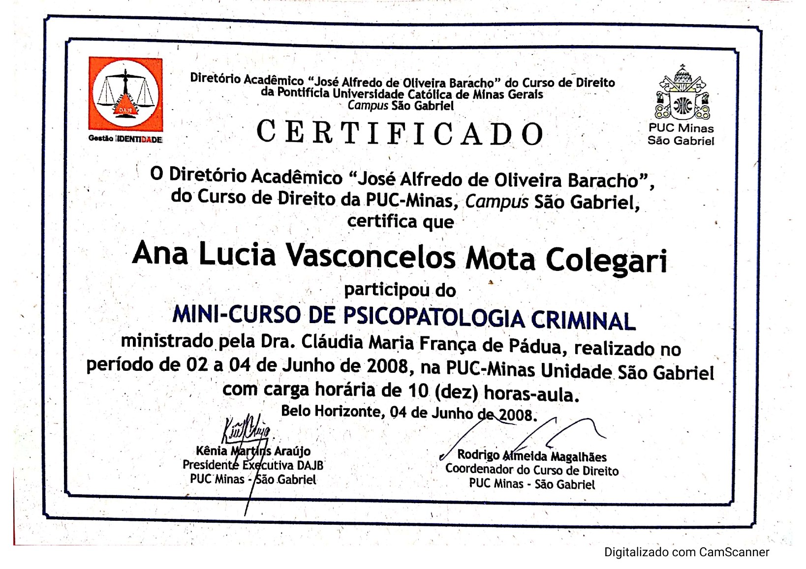 Minicurso de Psicopatologia Criminal de Ana Vasconcelos